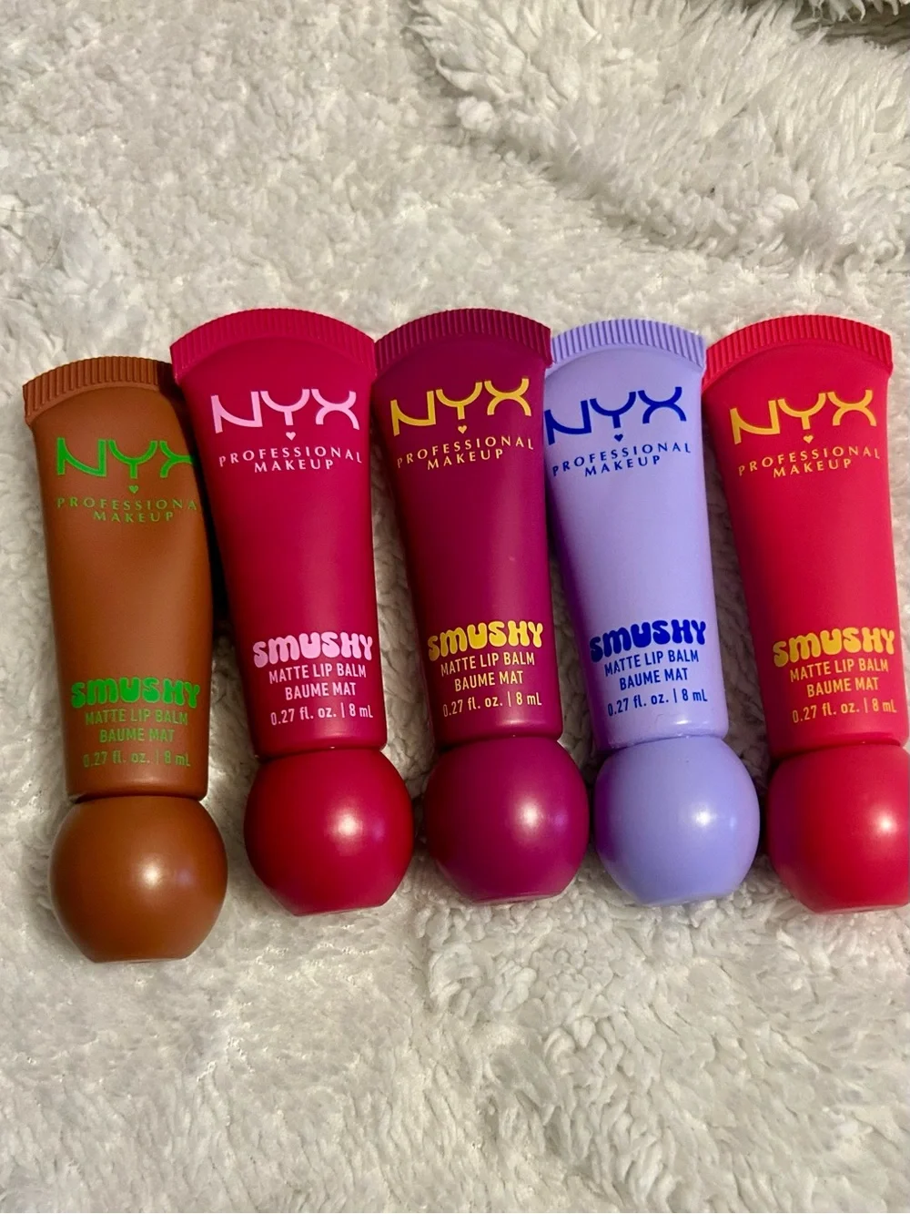NYX Smushy Matte Lip Balm Collection - Brown, Red, Pink, Purple, Lavender